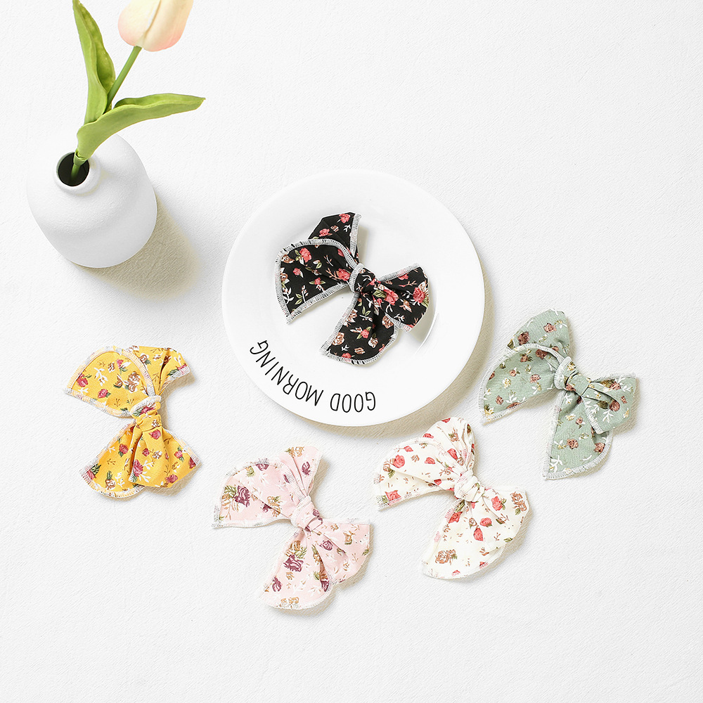 Europäische und amerikanische 2022 Herbst neue Haarschmuck Kinder Haarspange Baby Blumenstoff Schmetterlingsclip Baby Seitenclip Großhandel_voghion.com