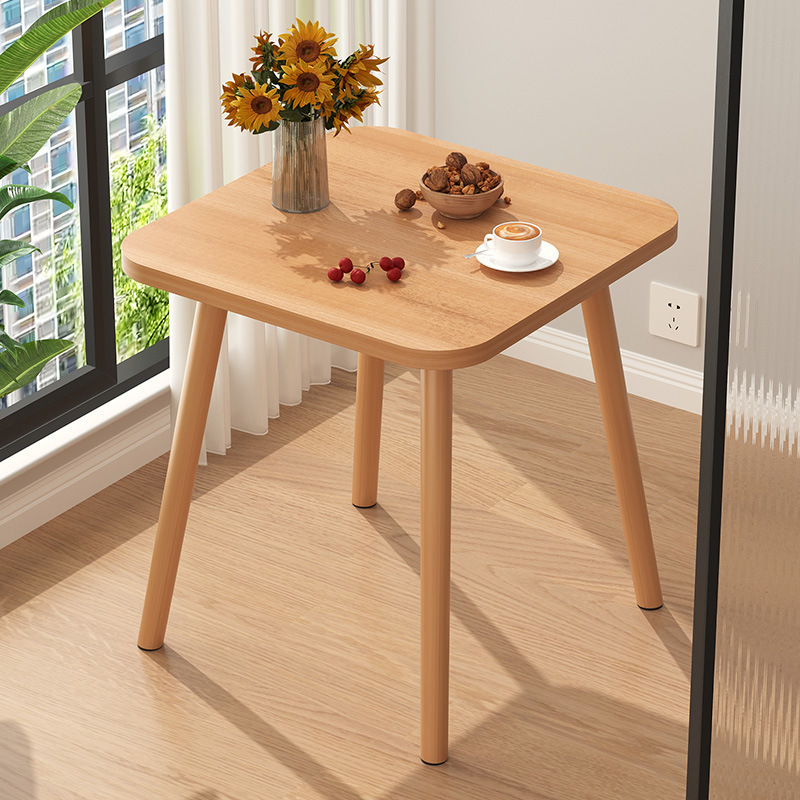 Small Square Wooden Table Simple Square Household Table Sofa Side Table Bedside Trendy Rental House Balcony Small Coffee Table