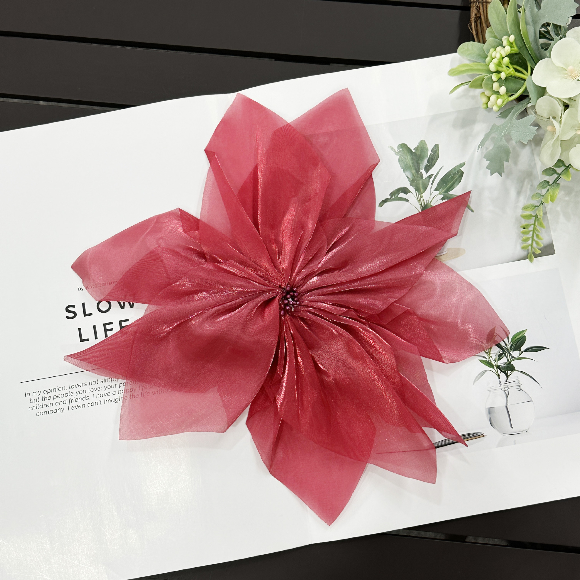 Flor de Organdí Decorativa de Poliéster para Vestidos y Ropa image 5