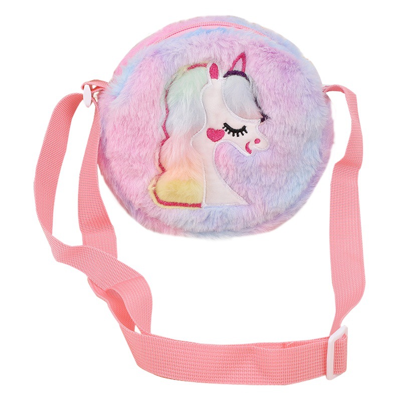 Estilo coreano de dibujos animados lindo de los niños de La felpa pequeña bolsa de hombro chica estudiante de hombro bolsa de mensajero bebé pony bolsa