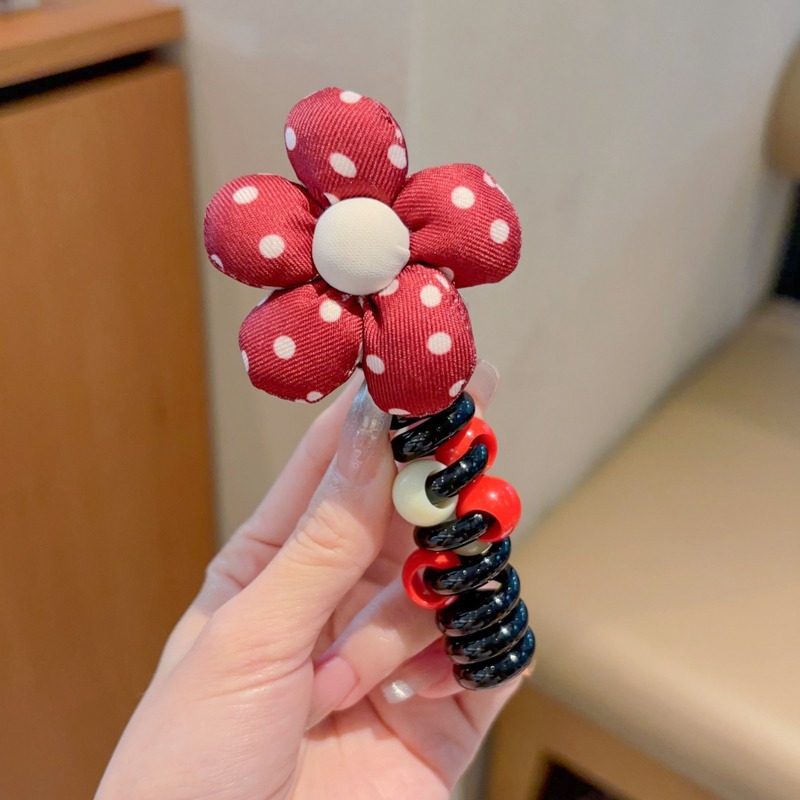 Anchor coreano arco de sangarra punto ondulado línea telefónica anillo de cabello para niños de alto nivel no lastimar el cabello burbuja de cola de caballo trenza