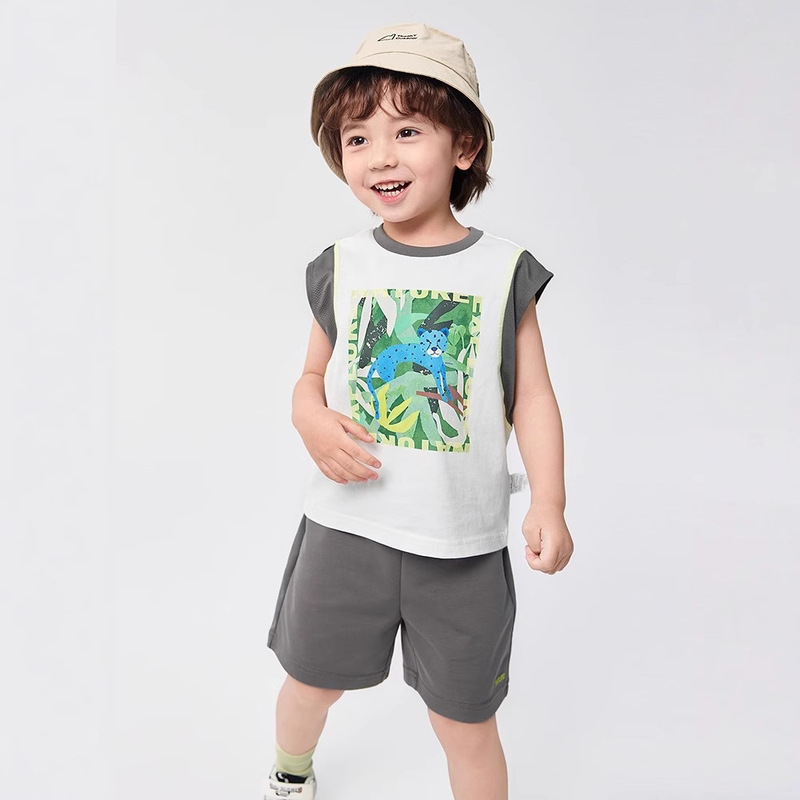 Mengbeiyuan Kidsren's Summer Suit Baby Boy Short-Sleeved Two-Piece Set New T-Shirt Vest 2025 Shorts Kidsren's Clothing 1