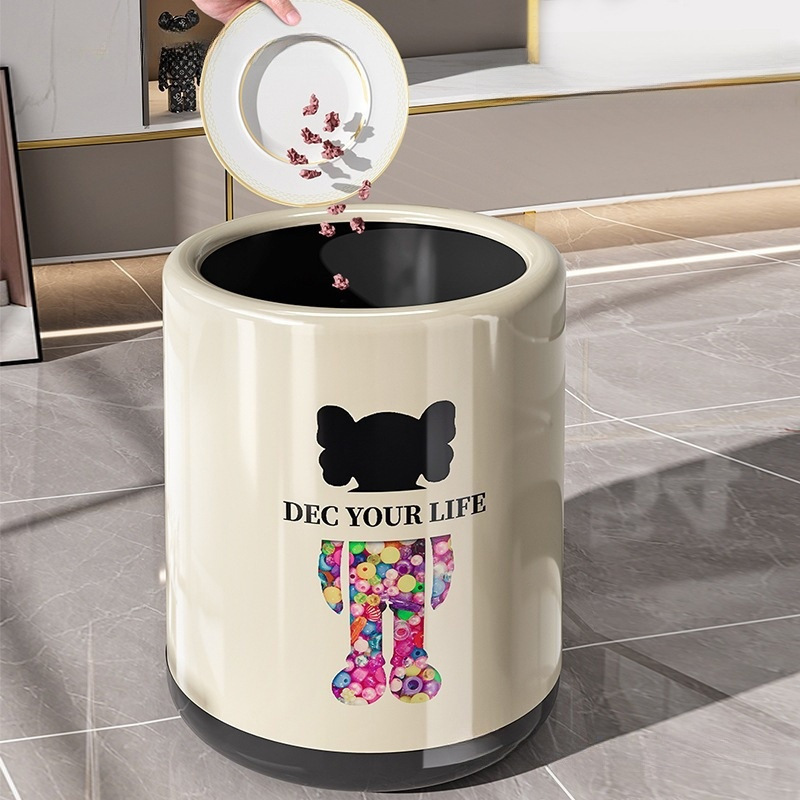 Trendy Large Household Trash Can, Simple and Luxurious Double Bin for Bedroom and Bathroom