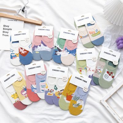 2021 Spring and summer New products Socks solar system Cartoon AB2 personality Shallow mouth Boat socks lovely Socks