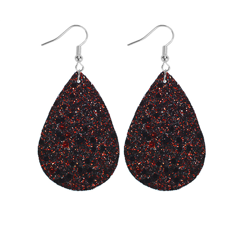 1 Pair Simple Style Geometric Water Droplets Pu Leather Drop Earrings display picture 2