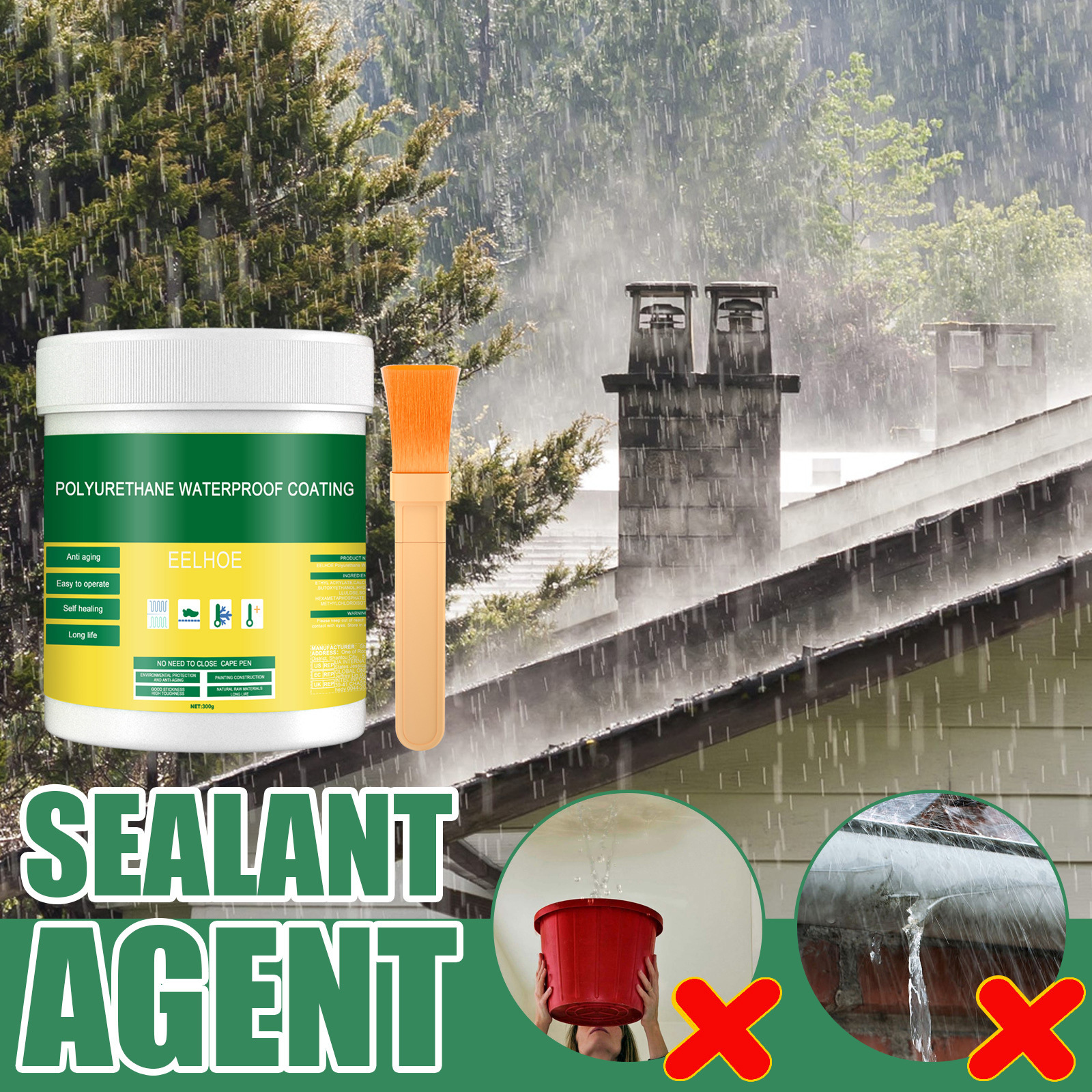 Eelhoe Transparent Water-Resistant Adhesive Floor Water-Blocking Exterior Wall Bathroom Toilet Water-Resistant Brick Wall Immersion-Type Coating