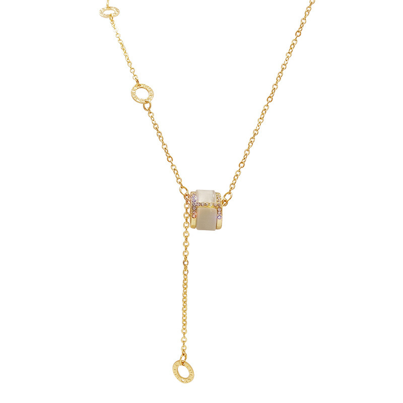 Collana da donna in vita con diamanti e pietre Cat's Eye dal lusso leggero e dal design piccolo, catena per maglione in edizione coreana,_voghion.com