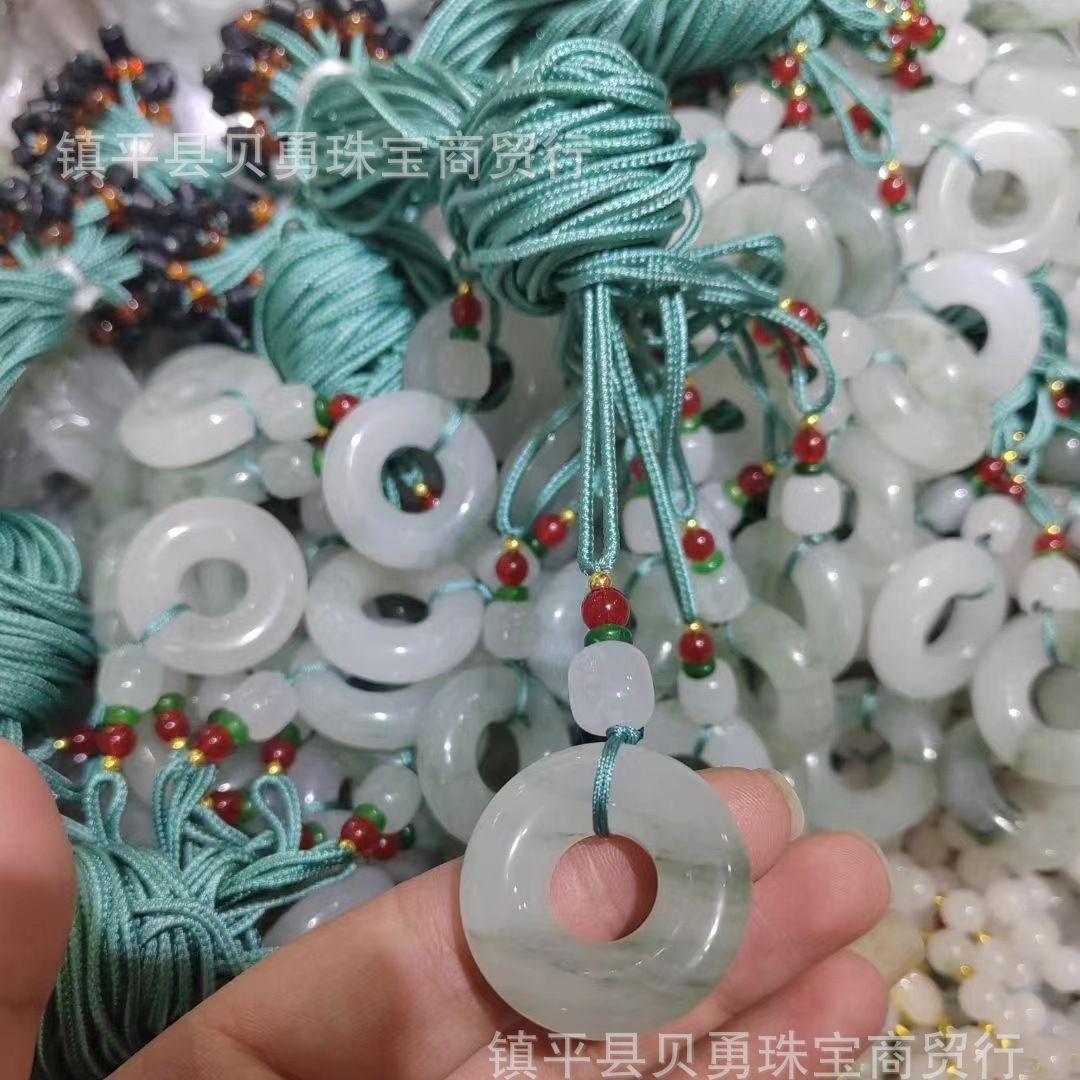 批發金絲玉天山翠平安環吊墜金絲玉雪翠玉石麵包圈掛件禮品項鍊
