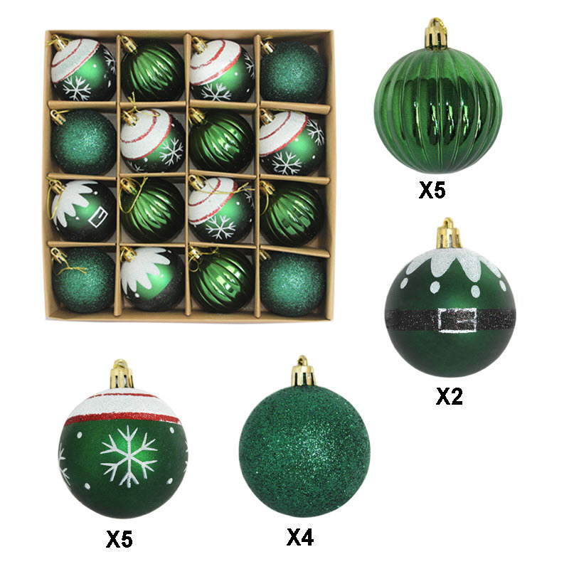 Bolas de Navidad transfronterizas 6cm18PCS set verde oscuro bolas de Navidad de plástico árbol de Navidad bolas de decoración para el hogar