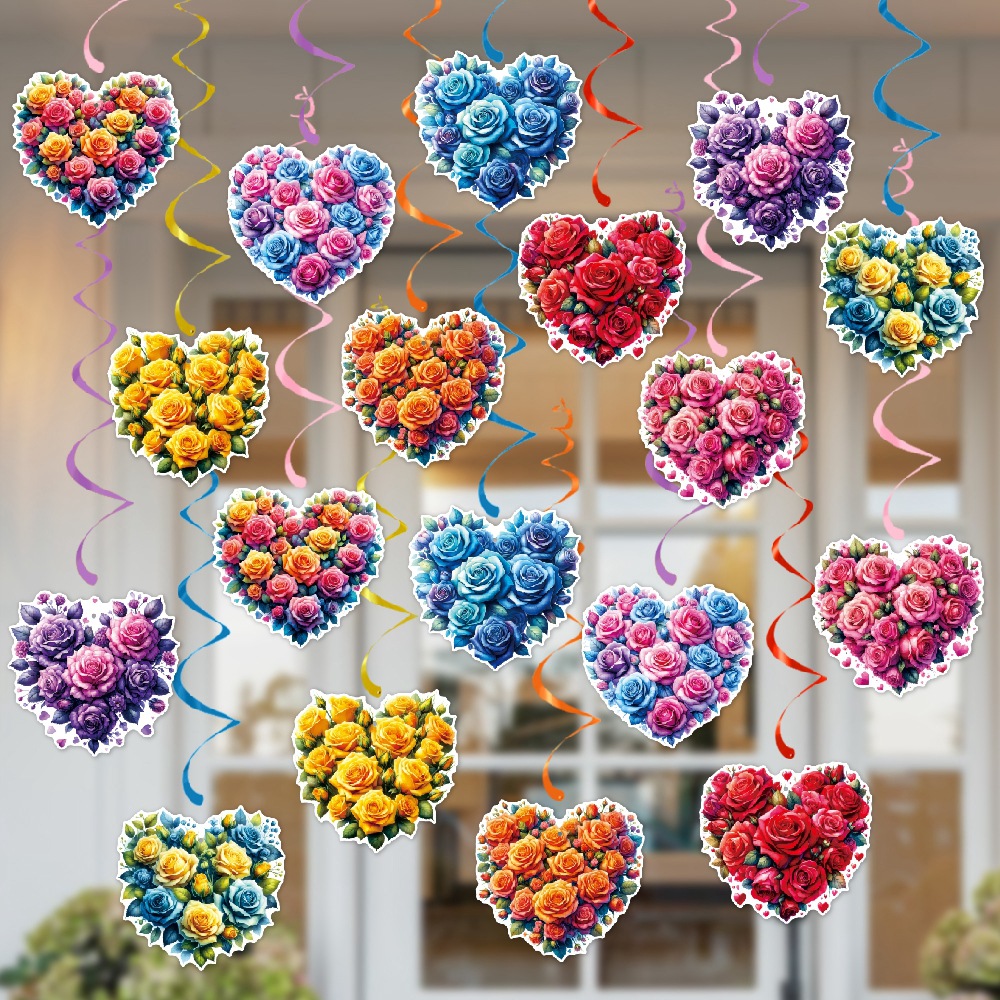 Adornos en espiral en forma de corazón de Amazon Propuesta de matrimonio de San Valentín Boda Amor romántico Colgante en espiral de rosas