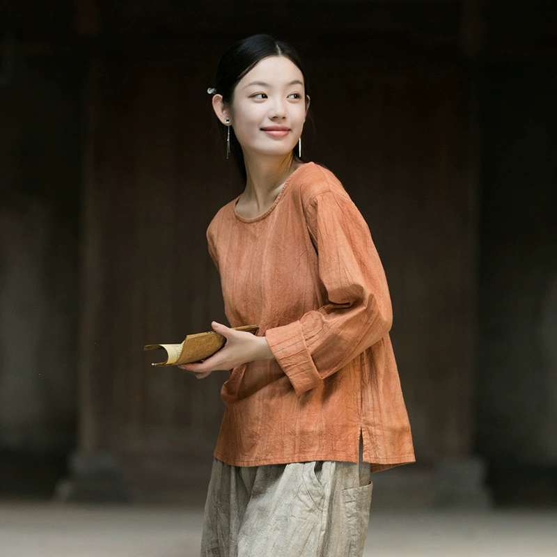 Новая осенне-зимняя оригинальная плиссированная футболка с круглым вырезом из рами ручной работы, с эффектом тай-дай, в художественном стиле, универсальная женская футболка