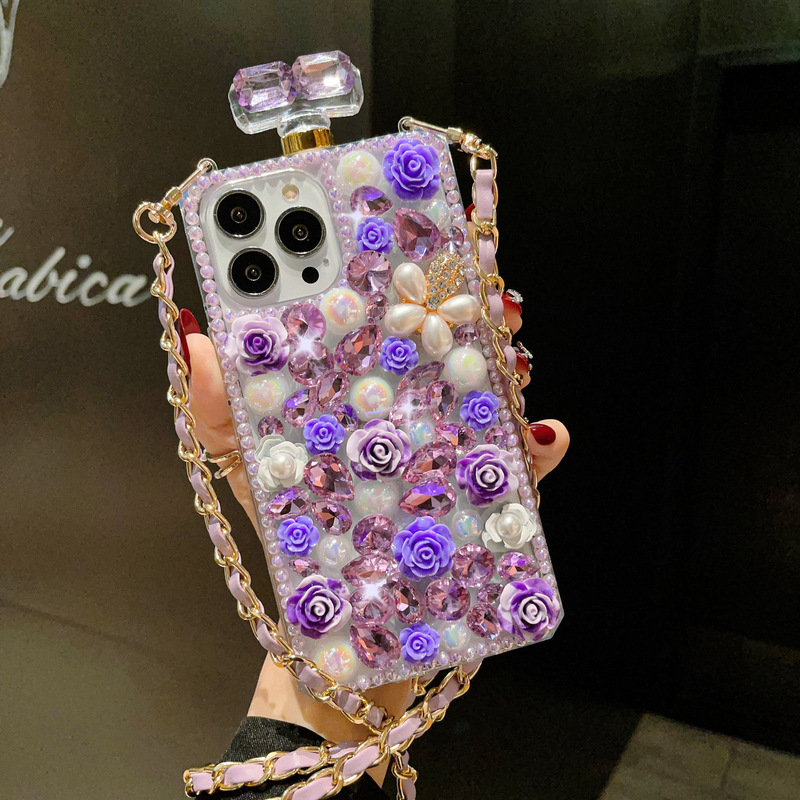 High-End Floral Perfume Bottle Suitable for Apple 16/14Pro Phone Case Iphone17/15Max Crossbody Protective Case High-End Floral Perfume Bottle Suitable for Apple 16/14Pro Phone Case Iphone17/15Max Crossbody Protective Case