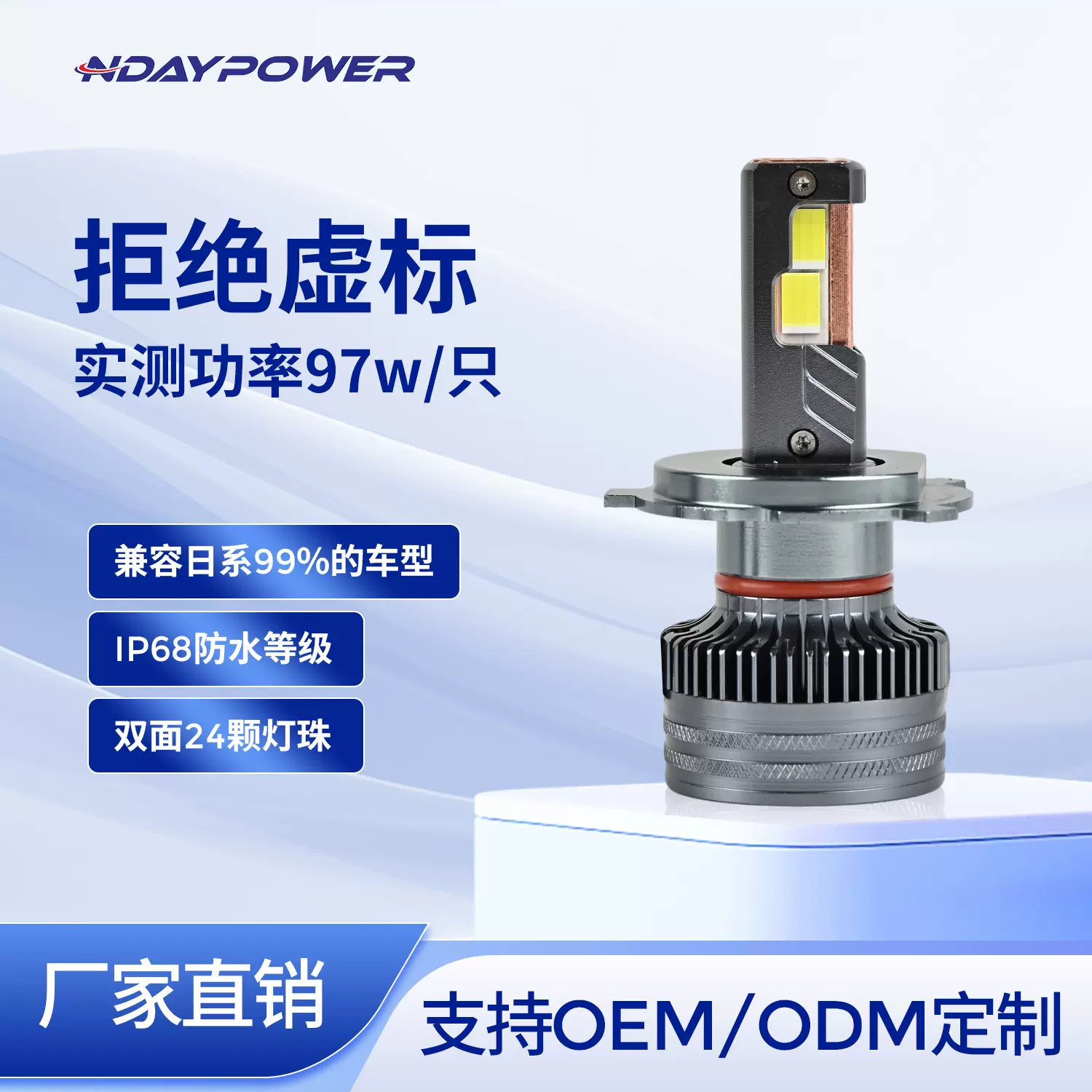 厂家直销240W大功率LED灯泡三铜管汽车H4LED大灯超聚光H7汽车车灯