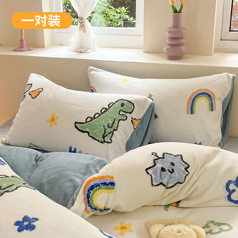 Funda de almohada de terciopelo de leche de invierno, un par de fundas de almohada de terciopelo de coral grueso, una sola funda de revestimiento de núcleo de almohada para niños 48x74 2