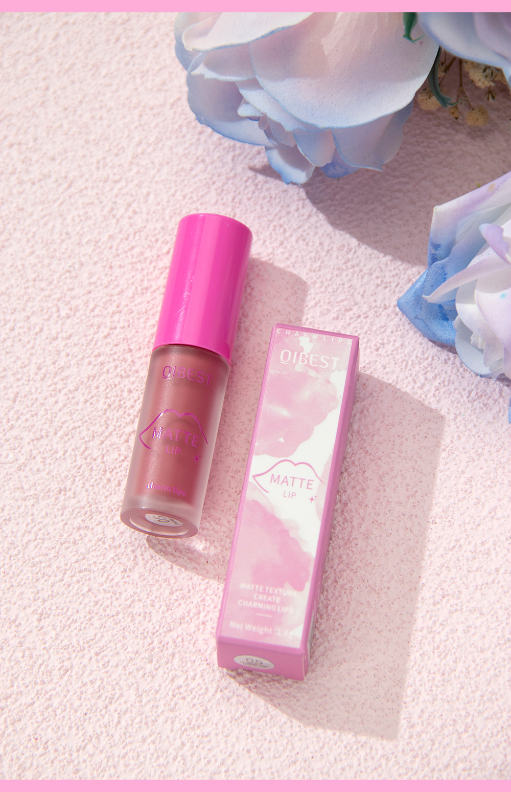 QIBEST Cross-border Smooth matte Lip Gloss, non-stick, non-fading, waterproof, moisturizing and long-lasting matte lip gloss undefined