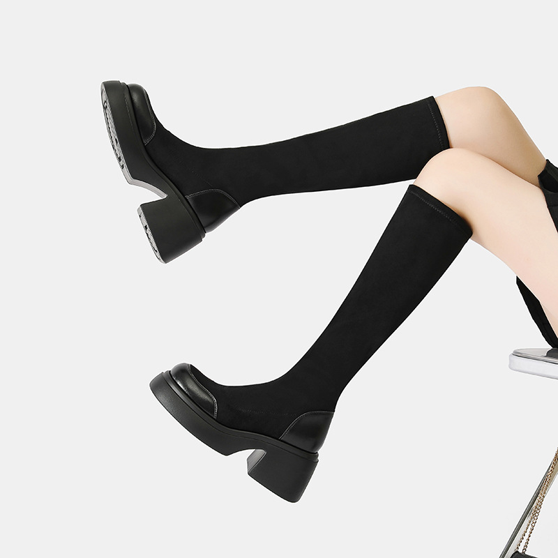 Over-The-Knee Boots for Women 2025 New Thick-Soled Boots High Stockings Boots Slim Boots Elastic Boots