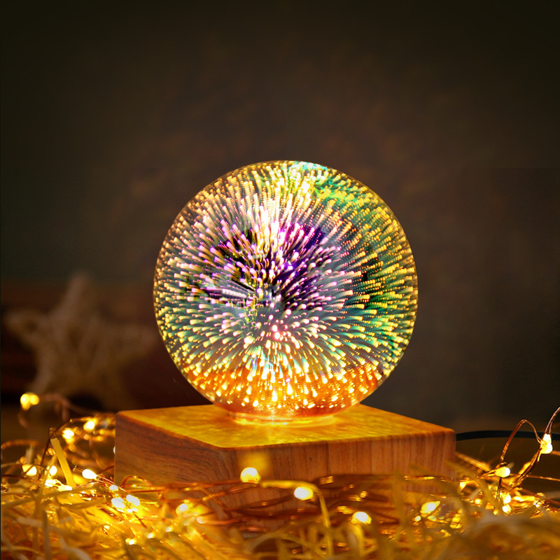 花火水晶球夜灯雰囲気感ベッドサイド夜灯ロマンチック高級感小衆プレゼント水晶球夜灯|undefined
