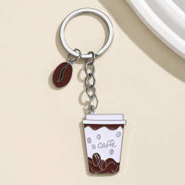 金属仿真迷你立体咖啡豆咖啡杯钥匙扣挂件珍珠奶茶杯汽车包包挂饰