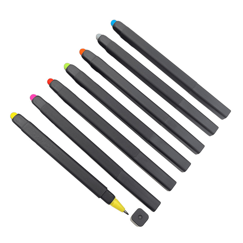 Comercio sin bolígrafo bolígrafo de plástico publicitario cuadrado lápiz táctil se puede personalizar color pulverización bolígrafo cuadrado al por mayor