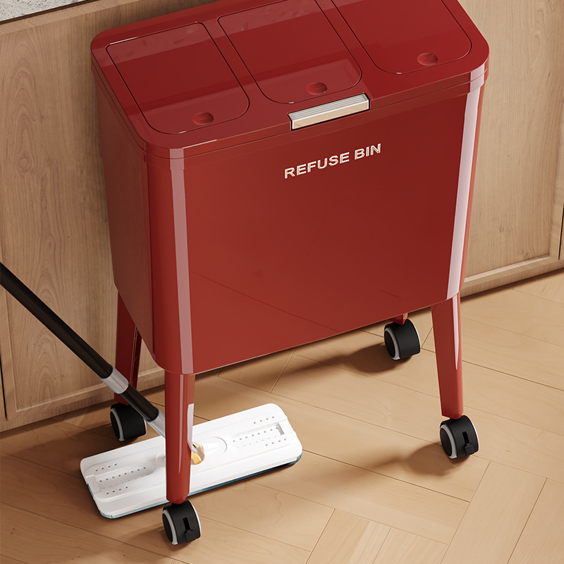 2025 nuevo contenedor de basura de cocina creativo sin doblarse y presionar la tapa abierta se puede quitar el resto de la cocina contenedor de basura de pies altos estrechos