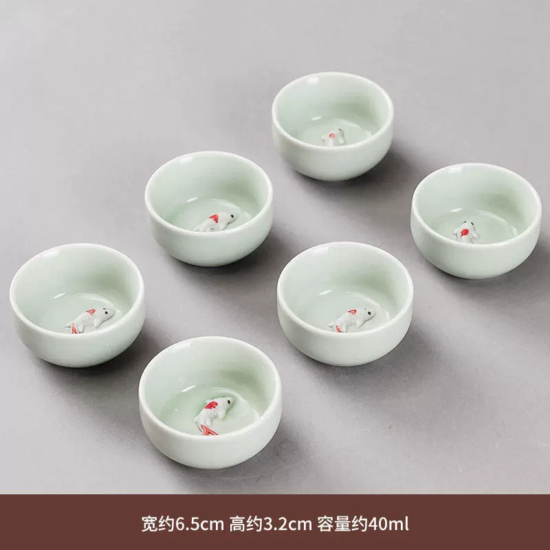 Ceramic tea cup, glass tea set, 6 pieces