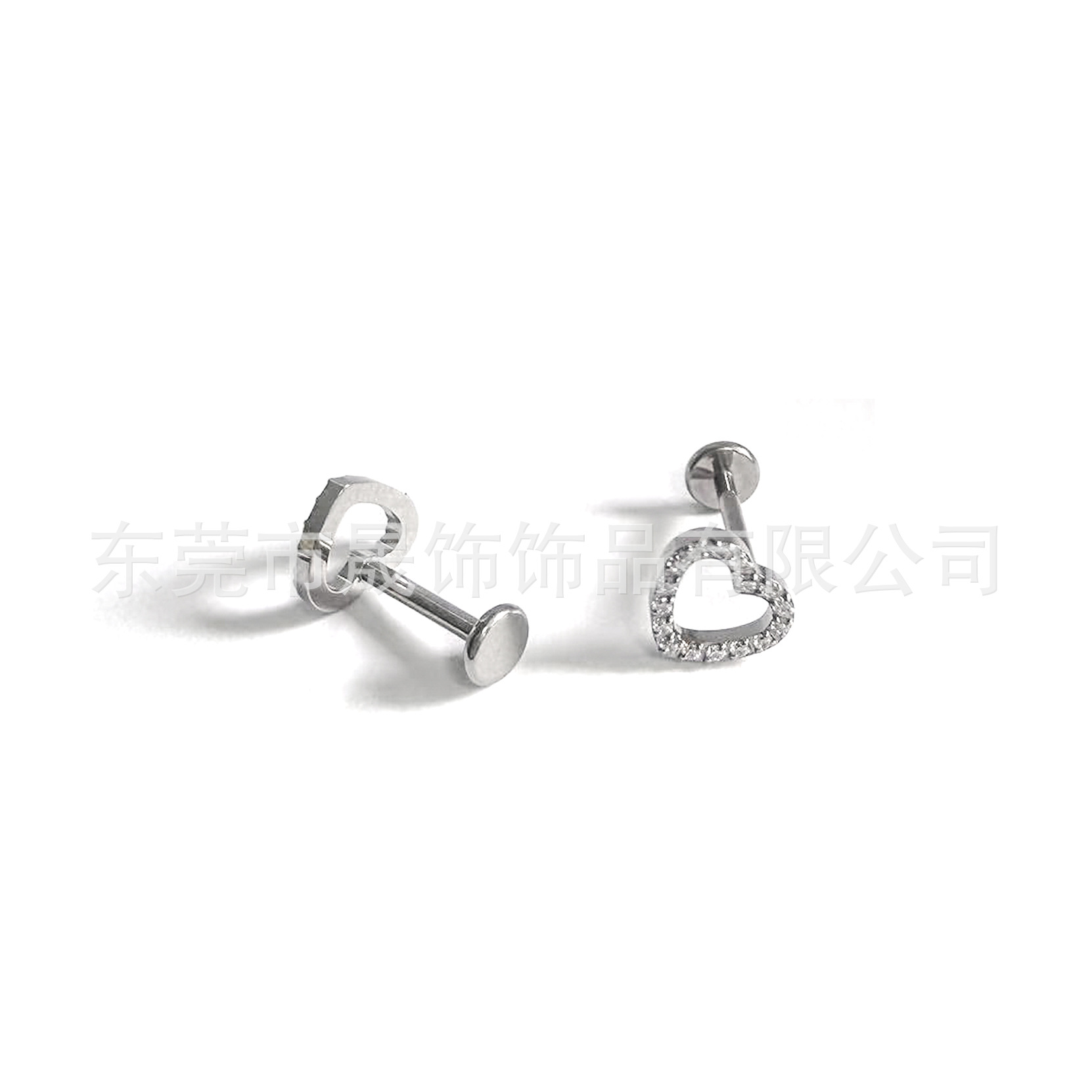F136 Titanium Alloy Openwork Heart Ear Stud Studded 5A Cubic Zirconia Helix Cartilage Stud G23 Titanium Internal Thread Labret Stud Piercing Jewelry