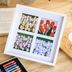 Oil Pastel Frame Dedicated 4-Grid Square 3D Hollow White Design for Preserving Artwork – DIY 9-Grid Photo Frame