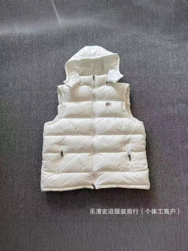 秋冬蒙家同款彩条棉服跨境坎肩棉衣可拆连帽马甲男女情侣亮面背心|undefined