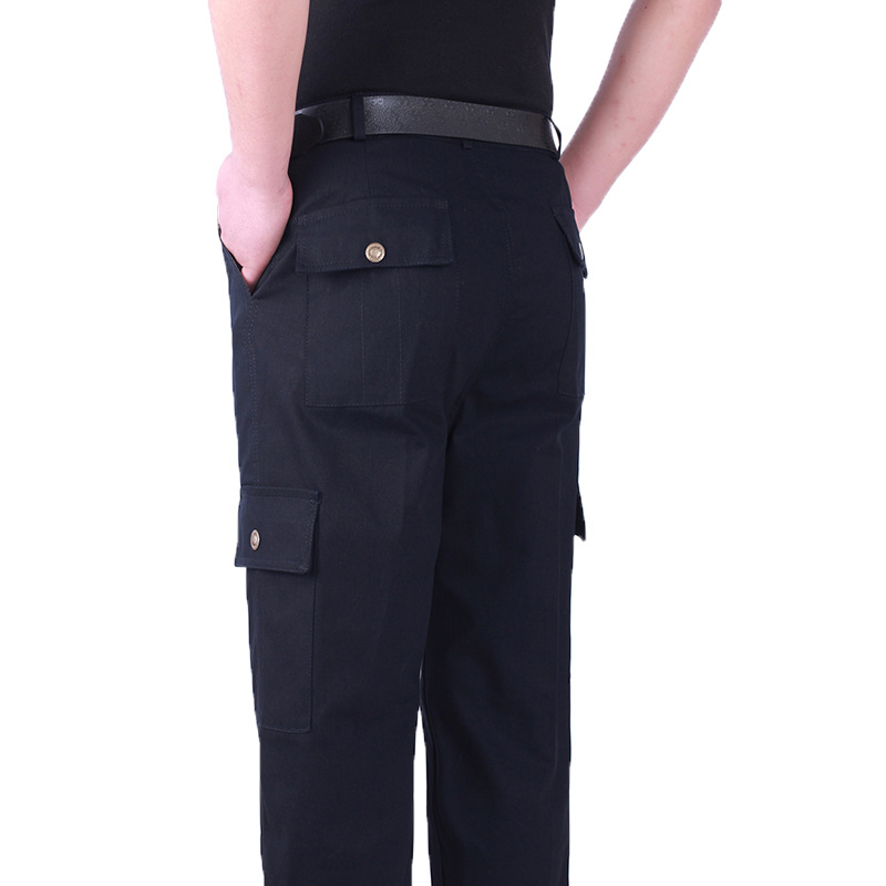 Pantalones de trabajo de algodón pantalones de overoles multibolsillos resistentes al desgaste de los hombres pantalones de protección laboral extra grandes pantalones casuales sueltos rectos