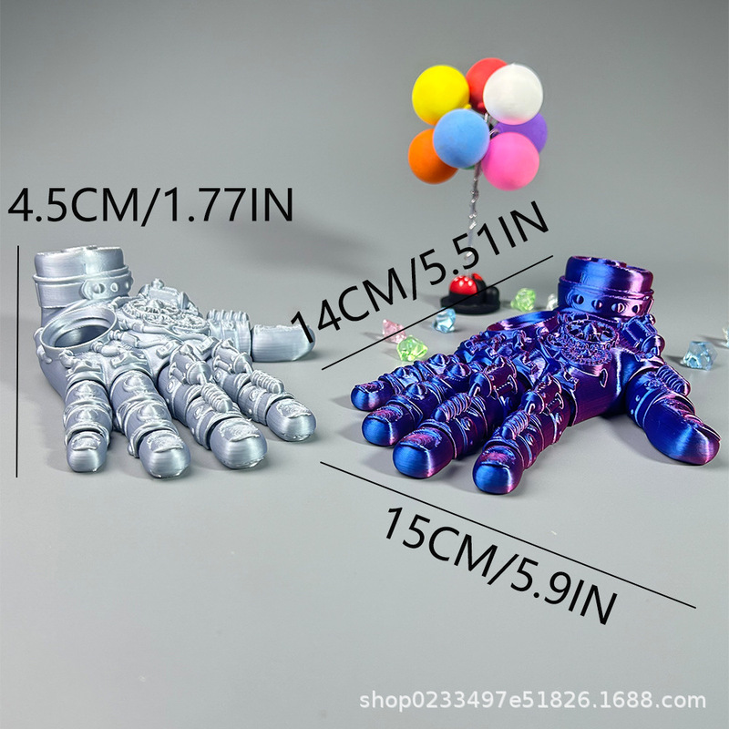 跨境3d打印多关节可动机械手掌创意手办摆件拼装模型玩具3d夜光龙|undefined