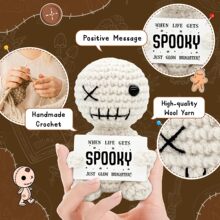 跨境新款手工毛线钩织正能量巫毒娃娃玩偶卡通积极搞怪情感摆件
