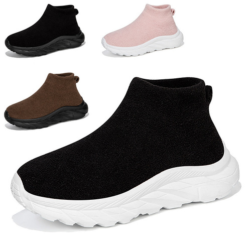 Children's Socks Shoes Neoprene High-Top Slip-On Casual Sports Big Kid Shoes Girls Flyknit Breathable Elastic Shoes