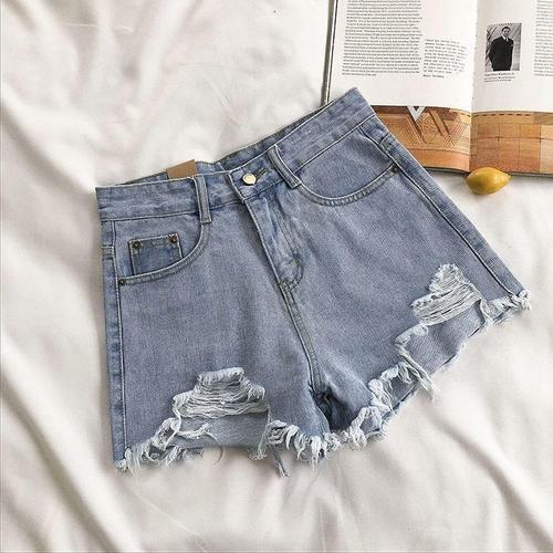 High-waisted ripped loose wide-leg denim shorts for women, summer 2025 Korean version, versatile A-line hot pants