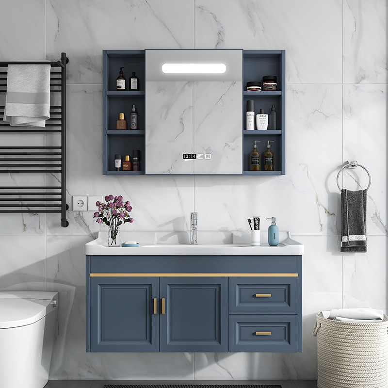 Shiyi gabinete de baño combinación de baño moderno simple pequeño apartamento lavabo espacio de aluminio mesa de lavado lavabo