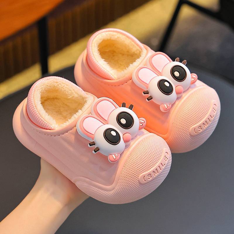 Zapatillas de algodón para niños, niños y niñas, invierno, calentamiento de algodón impermeable para padres, niños, niños, zapatos de tacones de algodón para niños