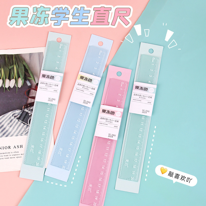 Creative jelly color student ruler transparent 20cm scale acrylic ruler high color value measuring tool wholesale Creative jelly color student ruler transparent 20cm scale acrylic ruler high color value measuring tool wholesale