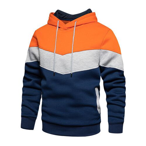 Men's Three-Color Hooded Sweatshirt with Long Sleeve, Spring and Autumn Fashion Sporty Casual Hooded Sweatshirt, New in Stock