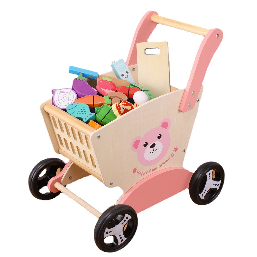 儿童益智玩具手推车学步车购物车木质娃娃男孩子女孩生日节日礼物