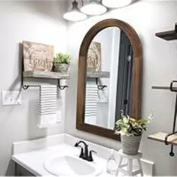 实木化妆镜复古美式挂墙镜台式桌面梳妆镜北欧中古法式浴室镜定制