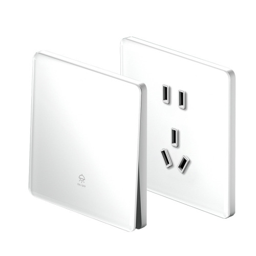 86 ultra-thin tempered glass switch white concealed one single and double control wall switch two, three and five hole socket panel