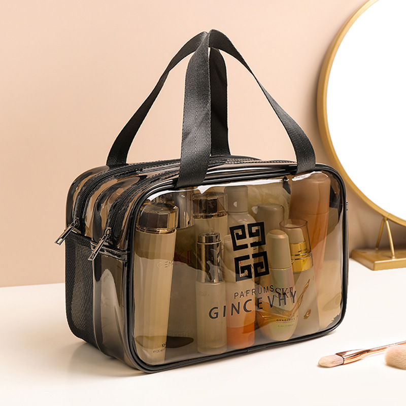 PVC Double-layer Dry and Wet Separate Waterproof Portable Storage Bag Portable Cosmetic Bag Travel Large Capacity Toiletry Bag