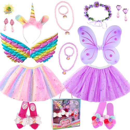 Cross-border folding butterfly multi-piece set ballgown set angel iridescent wings fairy wand wreath headband wholesale