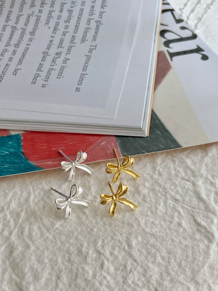 5g Weight Brass Ear Needle Material Ear Studs Classification 1 Pair Sweet Bow Knot Plating Copper Ear Studs