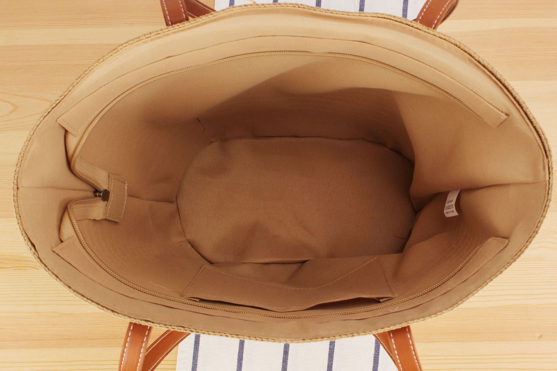 1020g Weight Polyester Cotton Lining Material Weave Fashion Element Zipper Closure Type Double Shoulder Straps Strap Type Straw Bag Bags Type Casual, Travel Occasion Solid Color Pattern Spring&Summer Season Women's Gender Vacation, Beach Style Bucket Shape Large Size Women's Vacation Beach Solid Color Paper Shopping Bags 12