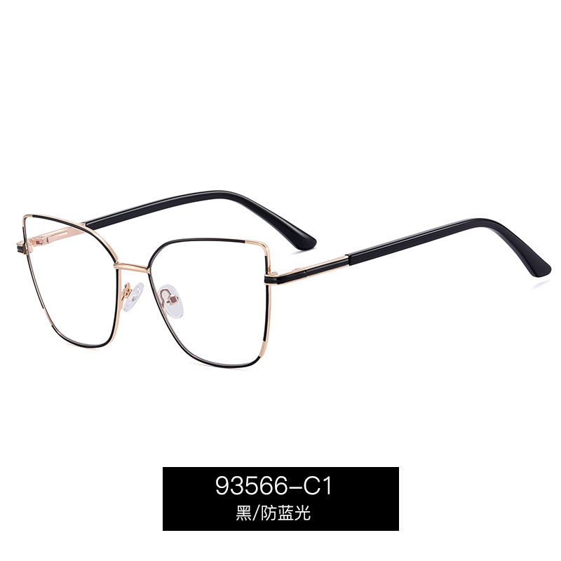 93566 nuevo espejo plano de metal anti-azul de comercio exterior, espejo óptico femenino de tendencia, fábrica de gafas al por mayor