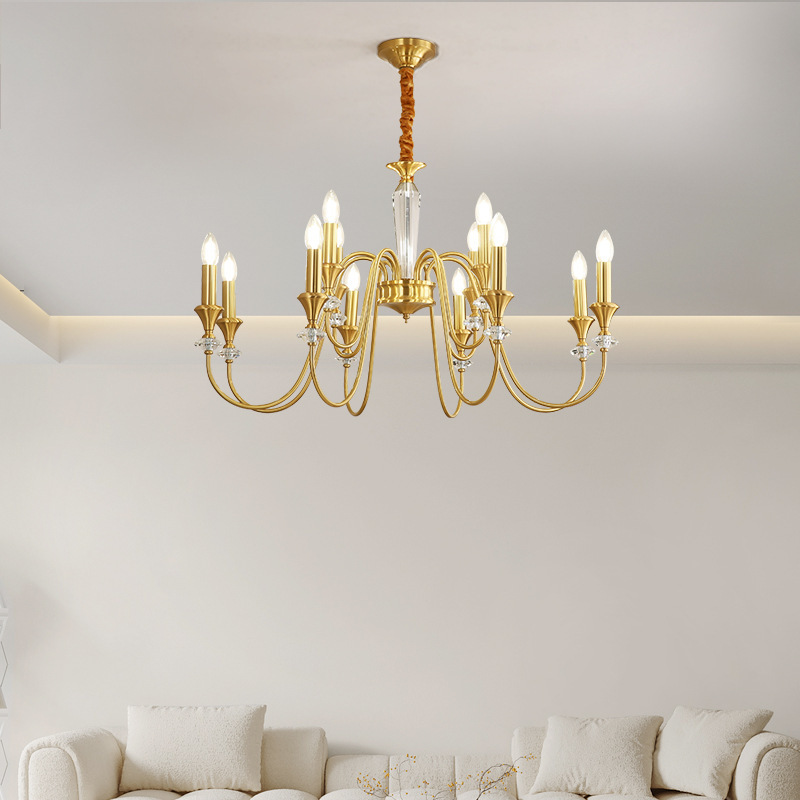 All Copper French Style Living Room Chandelier 2024 Light Luxury Candle American Style Retro Restaurant Lighting Creative Personalized Master Bedroom Hanging All Copper French Style Living Room Chandelier 2024 Light Luxury Candle American Style Retro Restaurant Lighting Creative Personalized Master Bedroom Hanging