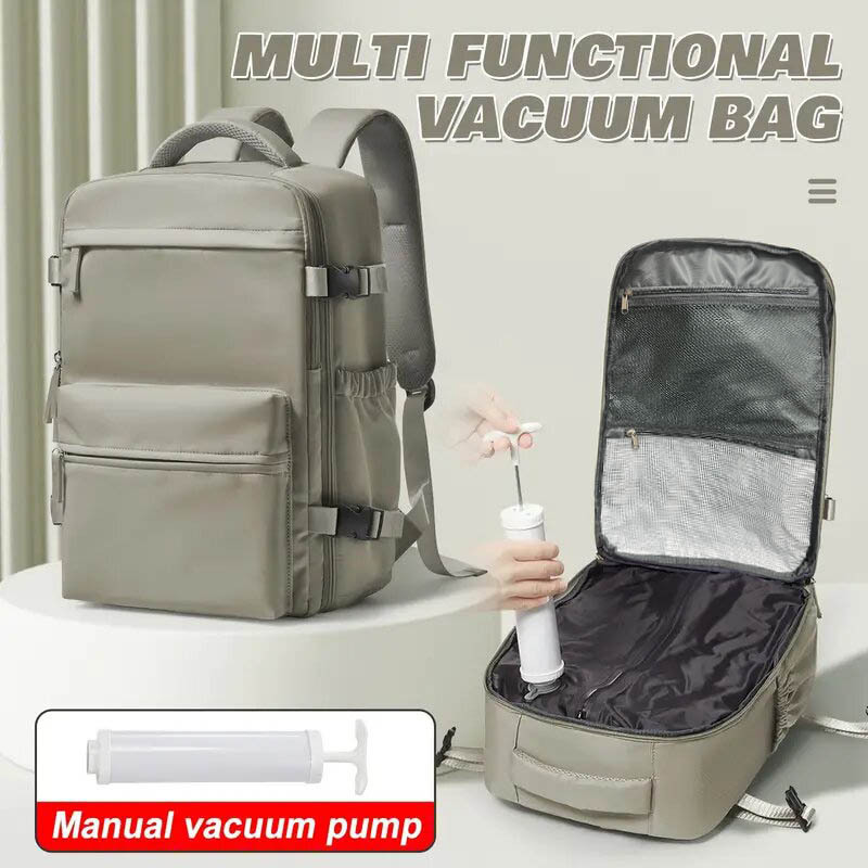 Mochila de ocio al vacío para hombres y mujeres, mochila de computadora impermeable de gran capacidad, mochila multifuncional, expansión de equipaje de negocios