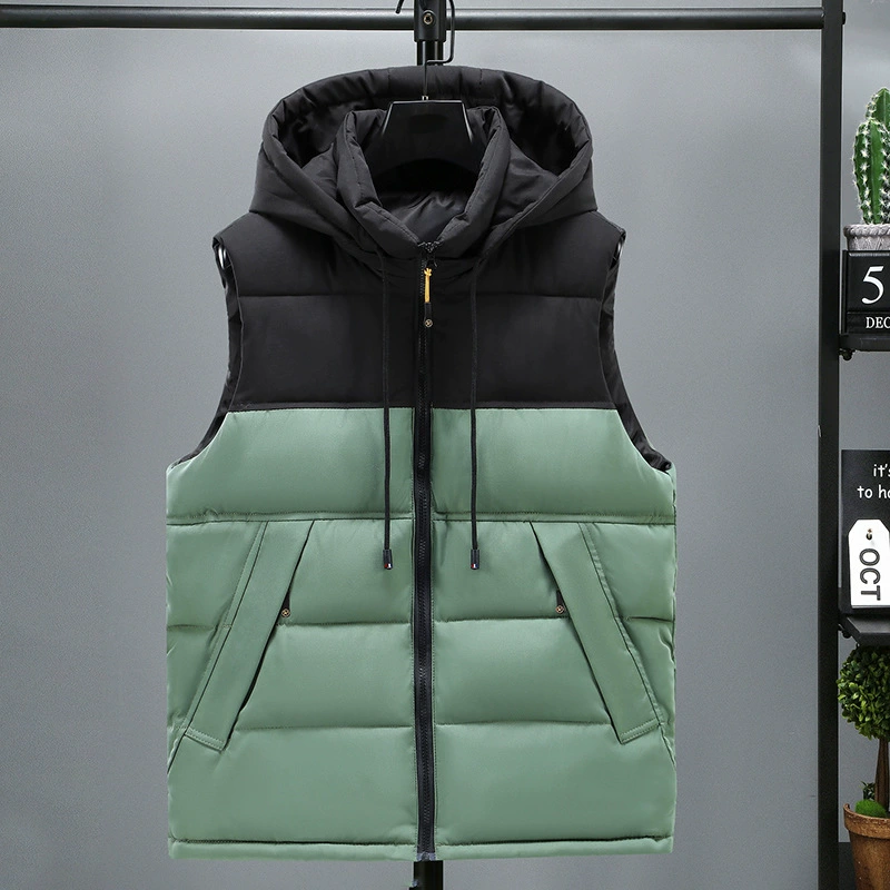 Осенне-зимний мужской хлопковый жилет больших размеров, Мужская живая шапка, хлопковый жилет, соответствующий цвету, пуховый хлопковый жилет для отдыха, с принтом, Луг