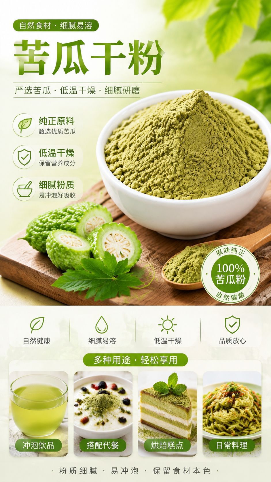 Bitter Melon Powder (Momordica charantia) — Dried Food-Herb Botanical Powder, 500g overview