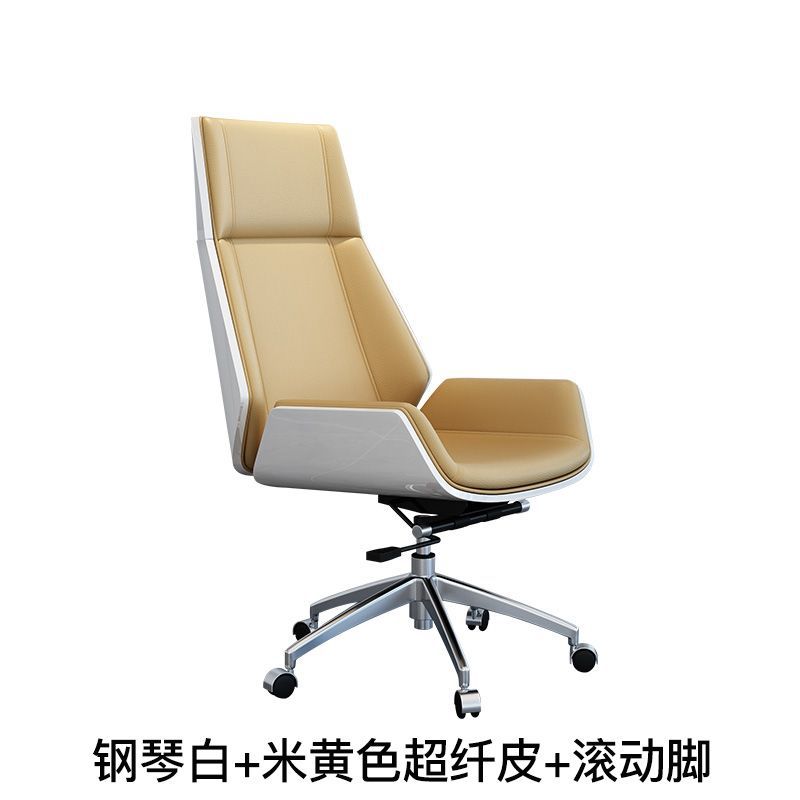 피아노 화이트 + 베이지 마이크로파이버 가죽 + 롤링 풋 베이지